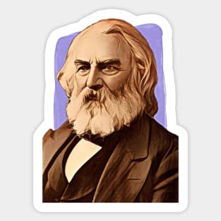 American Poet Henry Wadsworth Longfellow illustration Sticker